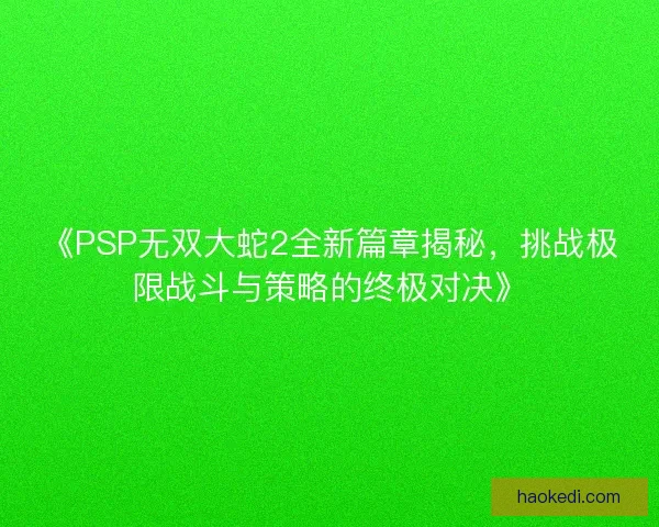 《PSP无双大蛇2全新篇章揭秘,挑战极限战斗与策略的终极对决》 《PSP无双大蛇2全新篇章揭秘,挑战极限战斗与策略的终极对决》