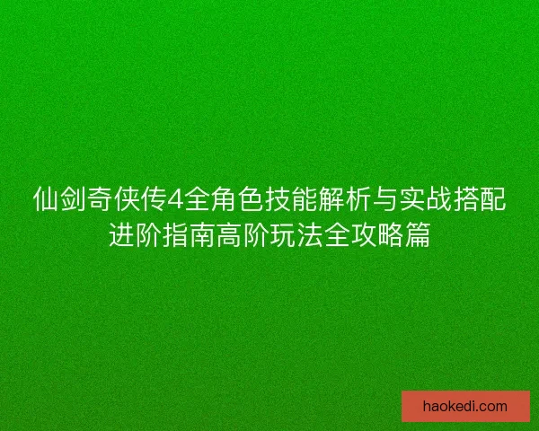 仙剑奇侠传4全角色技能解析与实战搭配进阶指南高阶玩法全攻略篇