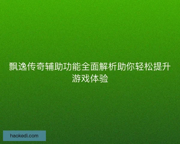 飘逸传奇辅助功能全面解析助你轻松提升游戏体验
