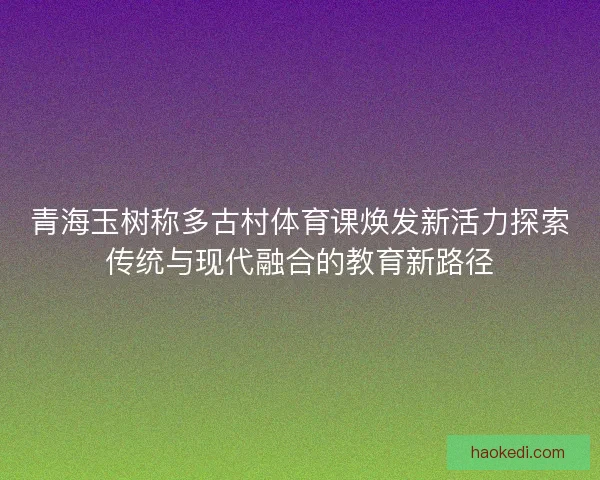 青海玉树称多古村体育课焕发新活力探索传统与现代融合的教育新路径