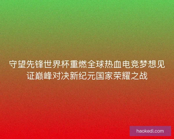守望先锋世界杯重燃全球热血电竞梦想见证巅峰对决新纪元国家荣耀之战